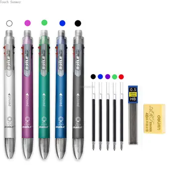 Multicolor Pen 6 În 1 Pix 5 Culori Pixuri Umple din nou și 0,5 mm Creion Mecanic de Birou Școala de Papetarie