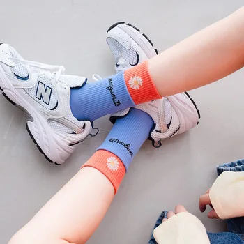 2021 Noi Femeile Bilaterale Mozaic Daisy Model de Scrisoare de Moda Ciorap Confort Respirabil Bumbac Pieptănat Sport de Înaltă Elastic Șosete