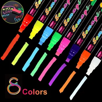 Kit de 8 Culori Lichid Creta Colorate, Stilou Brand Text Șterge Pentru LED Cadru Alb