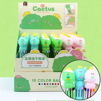 36 buc/lot Creative Cactus 10 Culori de Stilou Drăguț 0,7 mm Apăsați Pixuri Școală Birou de Scris, Consumabile de Papetărie Cadou