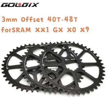 GOLDIX 3mm Offset 40T-48T MTB Îngust Larg Angrenaj pentru SRAM GXP Biciclete Foaia 3 Șuruburi XX1 GX X0 X9 Angrenajul Piese de Biciclete