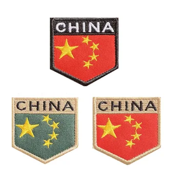 China Broderie Patch-uri a Jucat Cinci Steagul Roșu Tactice Autocolante Cârlig&bucle Înapoi Scut în Formă de Braț-insigna NC Trupele de peste Mări Emblema