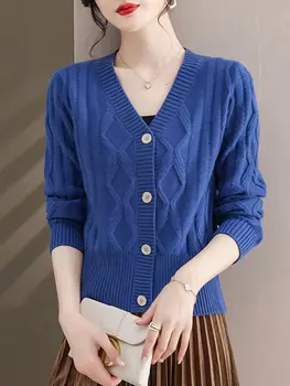 Femei Primavara-coreean cu Mâneci Lungi Singur Pieptul Cardigan Tricotate Moda Toamna V-neck Femei Pulovere de Agrement Cardigan U490