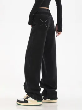 Moda Picior Drept Blugi Negri Pentru Femei Talie Mare Stretch Denim Pantaloni Largi Pantaloni Casual Chic Confort Pantaloni 2022 Noi