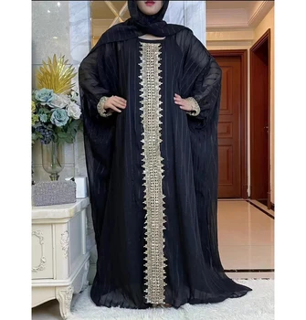 MAMA DA Liber Clasic Abaya Musulman Haine Femei Rochii Lungi Șifon Material Gratuit Dimensiune Maneci Liliac de Cusut Haine Turban