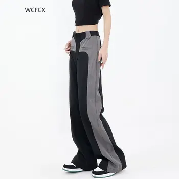 WCFCX STUDIO Femei Largi Picior Pantaloni Casual Liber de Înaltă Talie Pantaloni Lungi Office Lady Femeie Costum Pantaloni