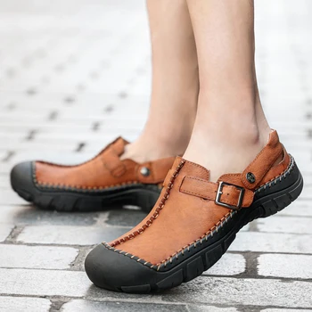 Noua Moda Liber de Vară pentru Bărbați Pantofi Sandale de Plaja de Înaltă Calitate din Piele Sandale Moi de Mari Dimensiuni 38-48 Sandale pentru Bărbați