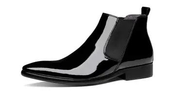 Noul clasice de Moda de iarnă cizme Martin negru barbati pantofi a subliniat deget de la picior Mare-top lucrate manual din piele glezna cizme