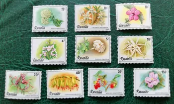 10 BUC,Rwanda Post de Timbru,1981,Flori de Timbre,Planta Timbre,originali,Colectia de timbre
