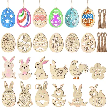 Rabbit Ornament DIY Categorie Ou Ornament din Lemn Decupaje Naturale, Ornamente din Lemn, Artizanat din Lemn Decor