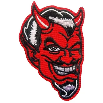 Red Devil Patch-uri Brodate Satanice Rău Satana Fier pe Coase pe Emblema pentru Jachete, Rucsaci, Blugi și Haine Insigna
