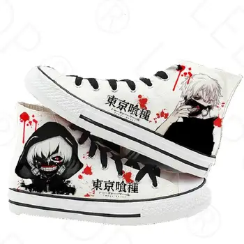 Unisex Anime Pentru că Tokyo Ghoul Casual Alb Panza Pantofi papuci de Imprimare kaneki ken pantofi Plat rață pantofi Adidași