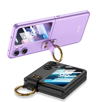 HOCE Lux, Telefon Caz Pentru OPPO find N2 Flip Cu Ecran Mic Proteja Film Cazuri Pentru a Găsi N2 Flip Inel Suportul Acoperi Simplu