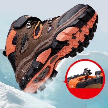 Iarna Pantofi Sport Pentru Baieti Copii De Gheață De Prindere Pantofi De Zăpadă Adolescenți Antiderapante Drumeții Pantofi De Mers Pe Jos De Alpinism Adidași De Cald, Plus Blana
