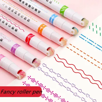Amuzant Dublu Model de Linii de Contur Marker în Mână Copia Cont de Multi-colorate Curba Pen iute Uscat Mark Note Pictura Evidențiere