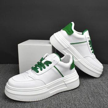 Stil coreean mens casual pantofi albi respirabil piele naturala pantofi flats platforma adidasi tineretului strada încălțăminte zapato hombre