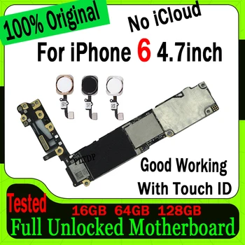 Transport gratuit Placa de baza Pentru IPhone 6 Placa de baza Original Deblocat ICloud Curat Pentru iphone 6 Logica Bord Cu/Fara Touch ID Placa