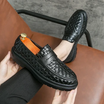 De lux Italian Rochie din Piele Pantofi Barbati Fashion Plaid Print Lace-Up Negru Maro Nunta Biroul Pantofi Formale Pantofi Oxford pentru Barbati