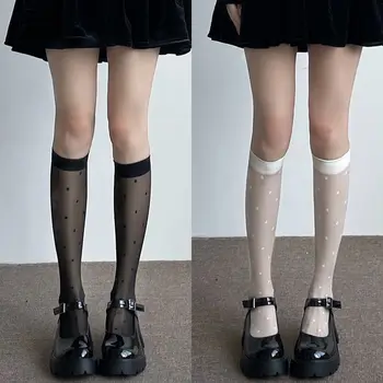 Stil japonez Femei în Semicerc Zăbrele Puncte Ciorapi de Vară Subțire Vițel Șosete Ciorapi la Colegiu JK Lolita Fete mai mici Șosete până la Genunchi