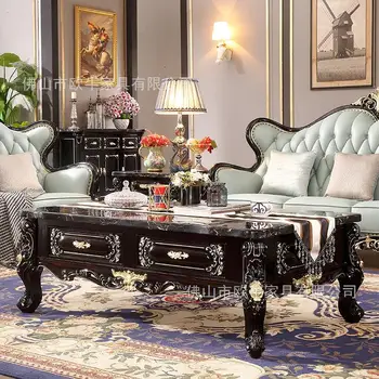 Europene marmură, masă de cafea, TV cabinet din lemn masiv sculptat de lux high-end negru lemn de santal living combinație American styl