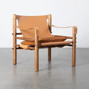 Nordic retro șa din piele de scaun de designer tipărite de vânătoare scaun din lemn masiv de creație din piele unic de petrecere a timpului liber canapea scaun