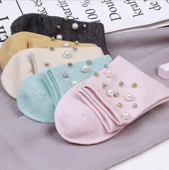 2017 toamna/iarna noi șosete pentru femei de înaltă calitate, design original mână perla ștrasuri din mărgele șosete de bumbac pentru femei cadouri șosete 5 culori