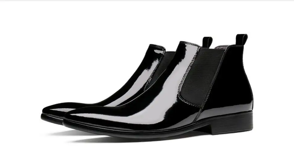 Noul clasice de Moda de iarnă cizme Martin negru barbati pantofi a subliniat deget de la picior Mare-top lucrate manual din piele glezna cizme