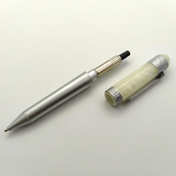 Premium Pix Argintiu Tija De Metal Imitație De Marmură Albă De Plastic Secțiunea Imprimarea Intaglio Rotativ Pen