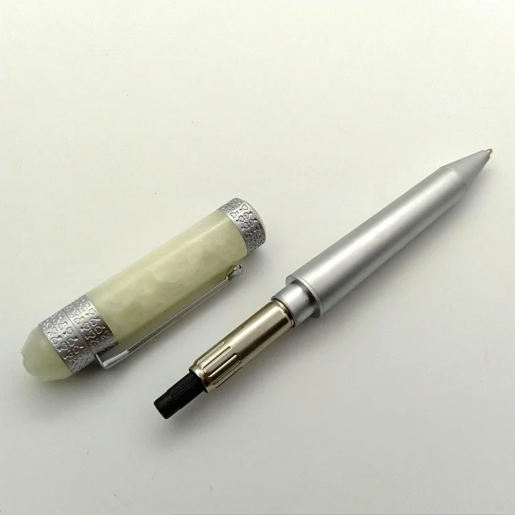 Premium Pix Argintiu Tija De Metal Imitație De Marmură Albă De Plastic Secțiunea Imprimarea Intaglio Rotativ Pen